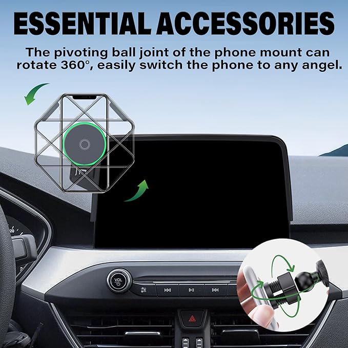 Car Phone Holder for 2020-2025 2026 Ford Escape Accessories Apply to 8 Inch Touch Screen 15W Fast Wireless Charger Screen Fixed Clip Cell Phone Mount Hands-Free 360 Degree Rotation ﻿