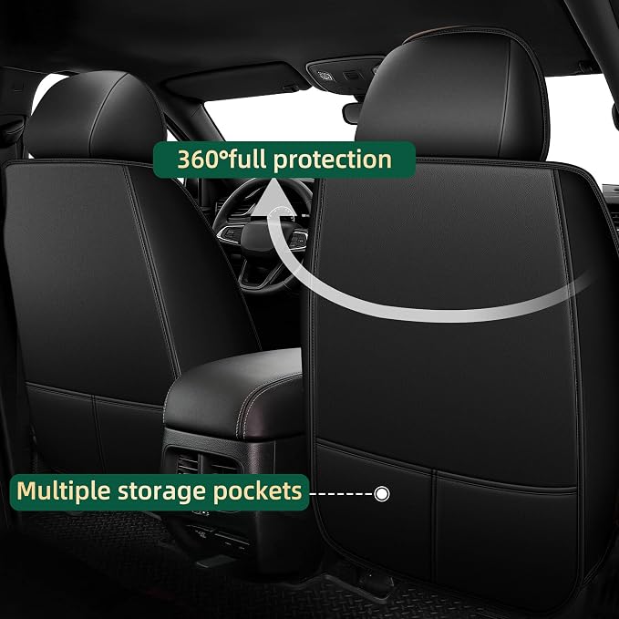Seat Covers Fit for Ford Expedition 2011-2026 - Front Set - Faux Leather Lumbar Support Seat Cover Waterproof Seat Protector (Black&Grey)
