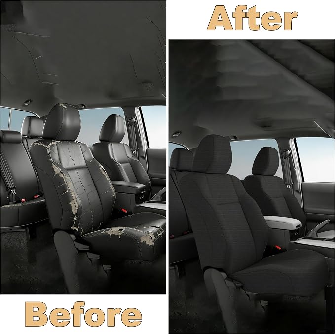 Bench Seat Covers for Toyota Tacoma 2016 2017 2018 2019 2020 2021 2022 2023 Heavy Duty Cloth Protector Interior Accessories,with Non-Folding Passenger Seat, Black（Full）