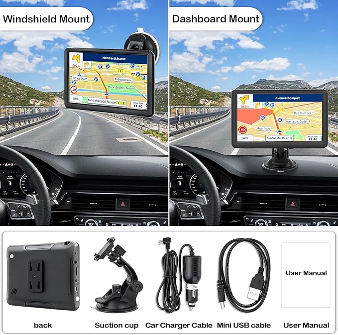 OHREX S7 GPS Navigator for Car, 7 inch, with US Canada Mexico 2026 Maps, Free Lifetime Updates, GPS Navigation System for Truck, Semi Truck, RV, Trucker, Commercial Drivers