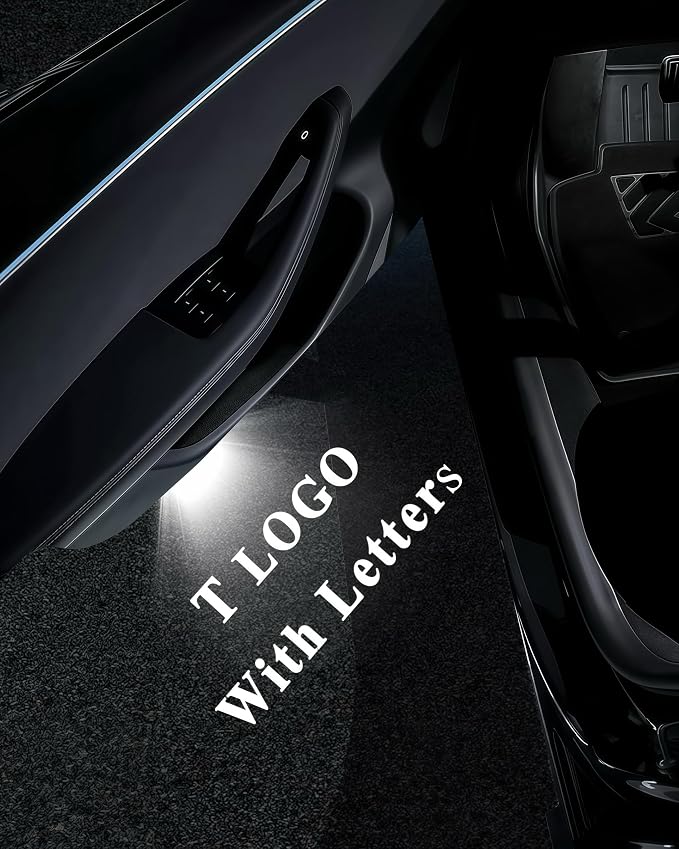 LOWEEY 4K Car Door Lights Logo Projector, Premium Accessories Compatible with All Tesla Model Y Juniper Model 3 Highland X S, OEM Style Ultra-Bright No Fade 3D Laser Puddle Welcome Ghost Light(2 Pack)