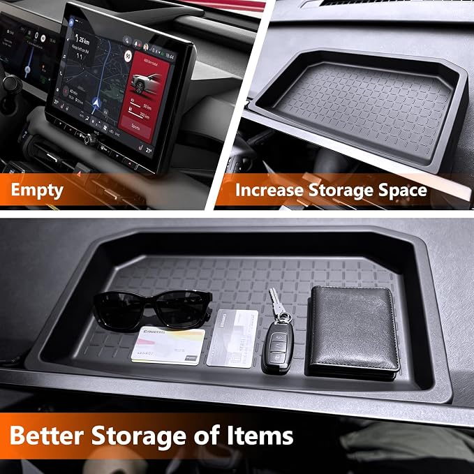 Silicone Behind Small&Big Screen Center Console Organizer Tray For 2026 Toyota RAV4 Hybrid (LE/SE/XLE Premium/Woodland/XSE/Limited)&PHEV (SE/Woodland/XSE/GR SPORT), 6th Gen RAV4 Accessories