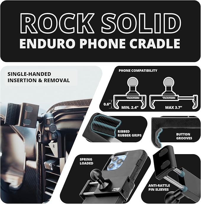 Tackform Link Vent Mount Universal Phone Holder - Compatible with 2021-2025 Ford F150 & Raptor, 2023-2025 Ford Super Duty | Aluminum | Zero Slip, Anti-Scratch | 2" Arm | Green