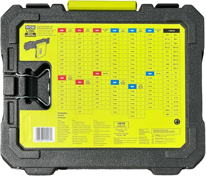 RYOBI 156 PC Mechanics Set Socket Set SAE & Metric LINK Compatible | RHMTS4156