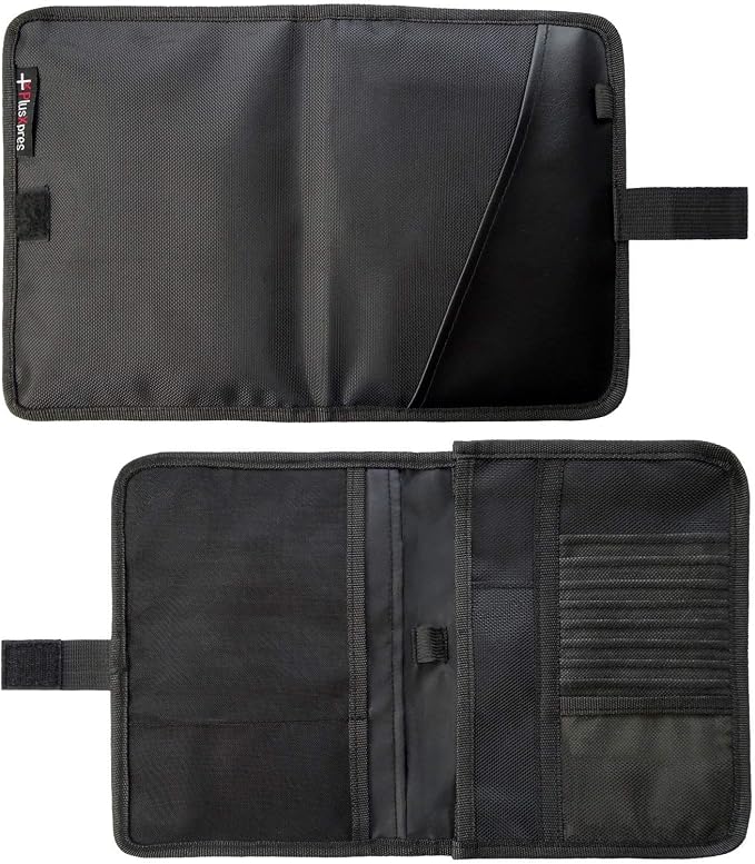 Glove Box Compartment Organizer - Car Document Holder - Owner Manual Case Pouch - Vehicle Storage Wallet for Registration & Insurance Card - BLACK + BLUE + GRAY BUNDLE