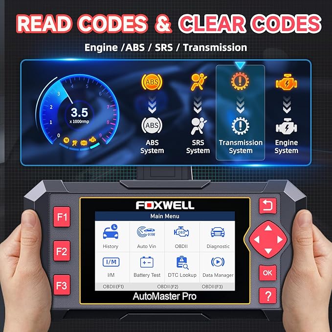 2026 FOXWELL NT604 OBD2 Scanner, Engine/ABS/SRS/Transmission Comprehensive Car Diagnostic Tool, Code Reader for Cars and Trucks, Precise Scan Tool for All Vehicles, EN/ES, Lifetime Free Upd.,Live Data