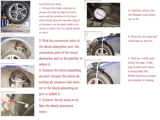 ZKTOOL General Automobile Shock Absorber Test Tool, Air Suspension Leak Detector, Automotive Air Shock Absorber, Pressure Leak Detector Tool, Suspension Leak Test Tool, Air Damper Leak Detector.