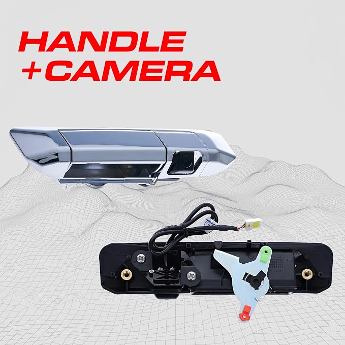 Master Tailgaters Chrome Tailgate Handle with Backup Camera Replacement for Toyota Tacoma (2005-2015) | IP68 Waterproof | Parking Grid Lines Available | Easy to Install