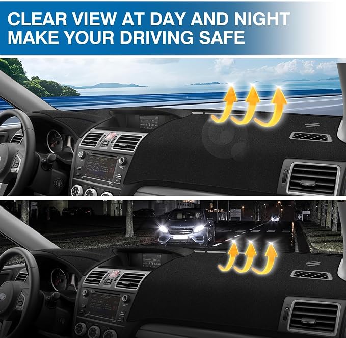 KUST Black Dash Cover for Subaru Forester 2014-2017 2018 Left Hand Driving Non-Slip Dashboard Cover Polyester Center Console Dash Cover Interior Accessories for Forester Custom Fit Dash Mat
