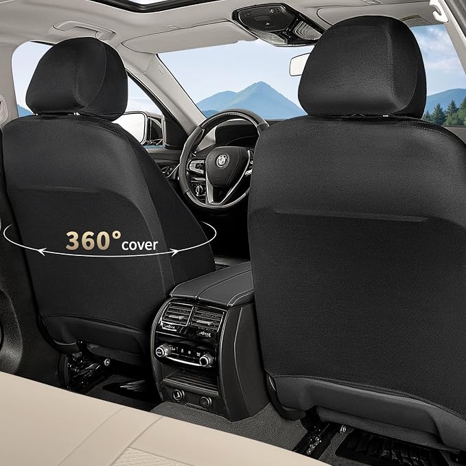 FLORICH Seat Covers Full Set Automotive Seat Covers Front and Rear Car Seat Cover Leather Air Mesh Seat Cushion 5 Seats Airbag-Compatible Universal Fit for Most Car SUV Sedan Truck, Beige