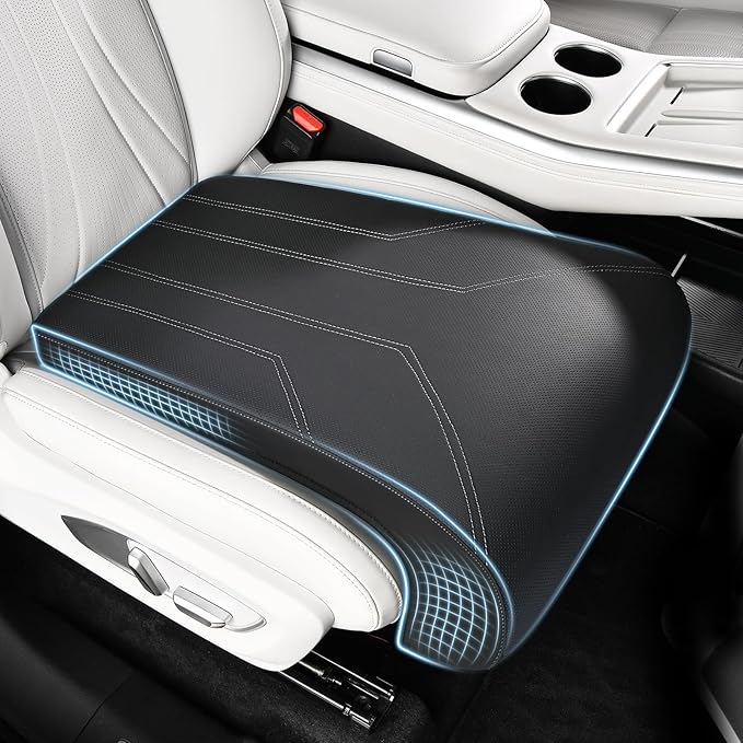 FLORICH Car Seat Extender Leather Car Seat Extender Leg Support Cushion for Driver Seats Office Chair Car Seat Cushion Legs Rest Pads-Dark Black