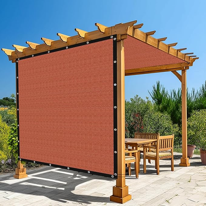 Amagenix 90% Pergola Shade Cover 13' X 13' Sun Shade Cloth with Grommets for Outdoor Garden Patio Porch, Commercial Grade 200 GSM - Cable Zip Ties Included (We Customized) GN108, Rust Red