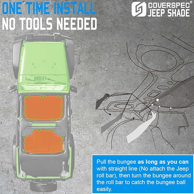 JK Sun Shade Top Compatible with Jeep Wrangler 4 Door 2007 to 2018 Sunshade Sunroof Bikini Cover Blocks UV Wind Noise Orange Mesh for Front and Rear 2 pcs