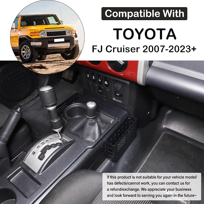 Aunginsy Center Console Gear Storage Box Basket Fit Toyot@a FJ Cruiser 2007-2024 Aluminum Gear Shift Side Storage Baskets Center Console Organizer Tray Armrest Storage Box Basket Interior Accessories