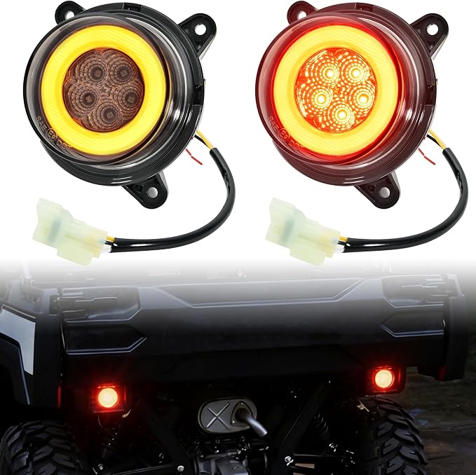 SAUTVS LED Turn Signal Tail Lights Assembly for Kawasaki Mule Pro, Smoked Black Taillights Brake Stop Lights Tail Lamps for Kawasaki Mule Pro-FXT DXT FXR DX FX 2015-2026 Accessories (2PCS)