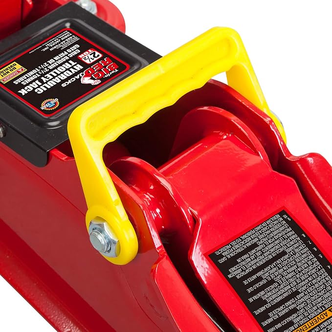 Big RED TAM825051 Torin Hydraulic Low Profile Trolley Service/Floor Jack with Single Piston Quick Lift Pump, 2.5 Ton (5,000 lb) Capacity, Red