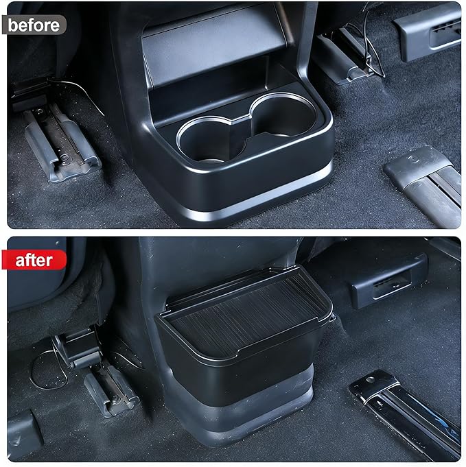JYCDC Rear Center Console Trash Can Compatible with Toyota Sienna 2026 2025 2024 2023 2022 Accessories, Second Row Cup Holder with Lid, 2nd Row Garbage Bin Organizer Interior Parts (Black)