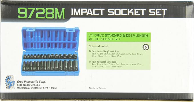 Grey Pneumatic (9728M) 1/4" Drive 28-Piece Deep Length Metric Master Socket Set