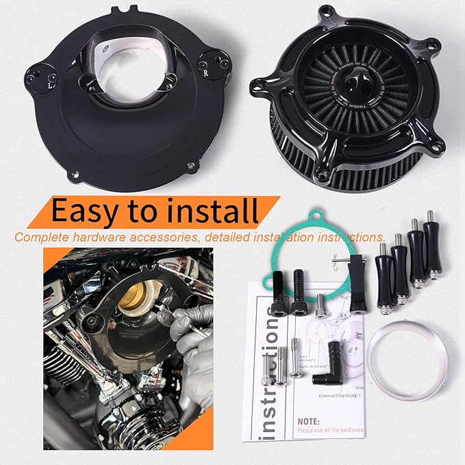 For harley air cleaner filter Sportster Softail Touring street road king glide Dyna for harley davidson air intake filters (Spike turbine - Gray, E-For Touring 2023-UP,Softail 2025-UP)