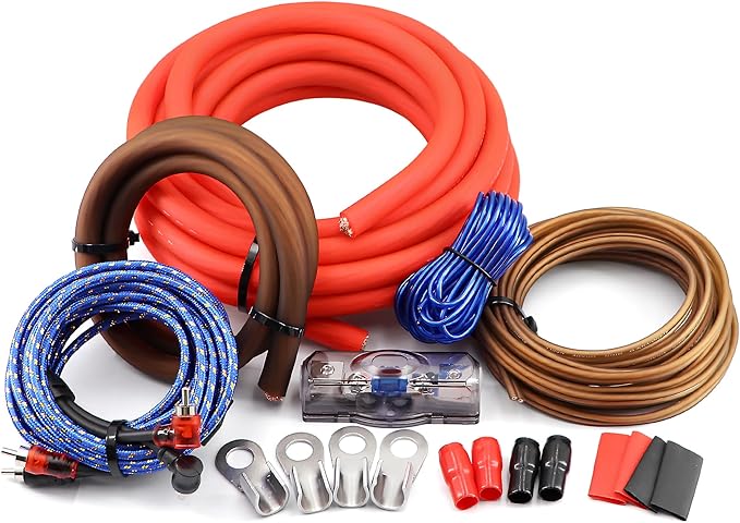 0 Gauge Amp Wiring Kit,3000 Watt Amplifier Sub Installation Kit Make Connections and Brings Power to Your Radio,Subwoofers and Speakers