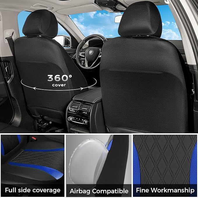 FLORICH Front Car Seat Covers, Leather Seat Covers for Cars, Waterproof Car Seat Protector Breathable, Front Seat Covers for Cars, Automotive Seat Covers Universal Fit for Most Car Truck SUV