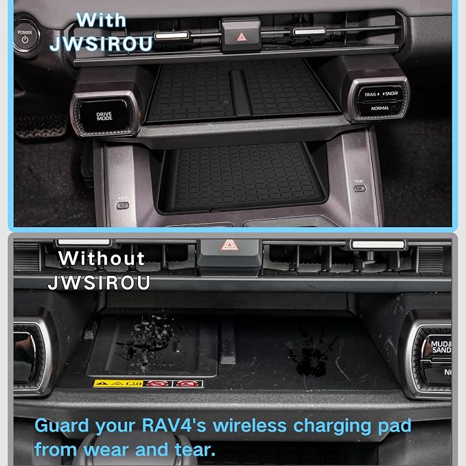 4PCS Center Console Accessories for Toyota RAV4 2026, Center Console Organizer+Cup Holder Insert+Wireless Charging Anti-Slip Mat