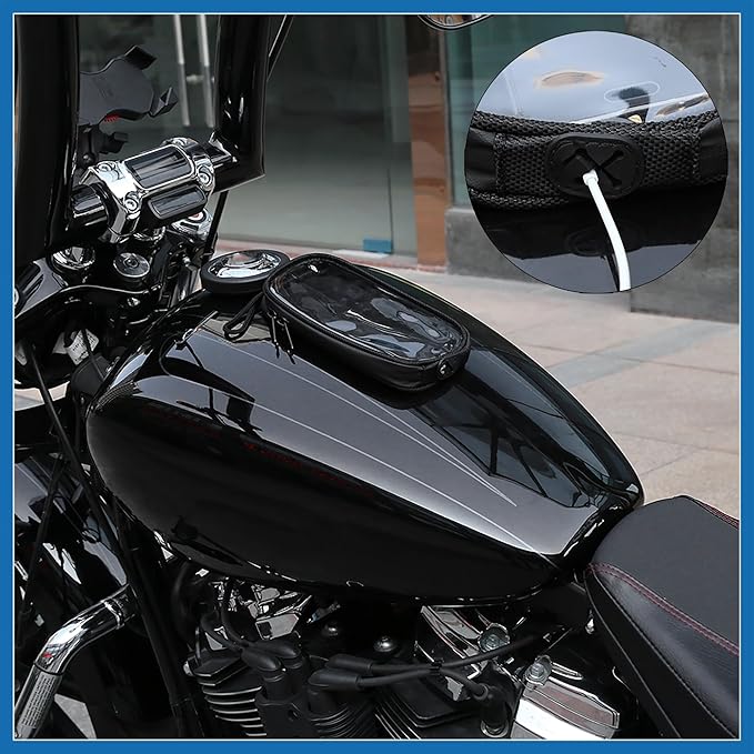 Universal 7'' Magnetic Tank Bag with Headphone Hole PU Leather Waterproof Motorbike Saddlebag for Motorcycle Item Replacement