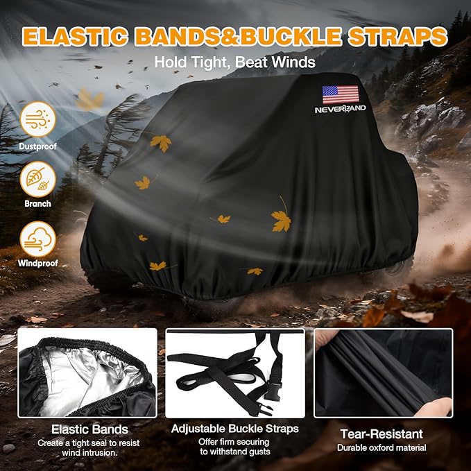 NEVERLAND UTV Covers Heavy Duty, 300D UTV Cover 2-3 Seater All-Weather Protection, Side by Side Cover Waterproof Outdoor Compatible with Honda Pioneer Polaris Ranger 114"x 65"x 73" (American Flag)