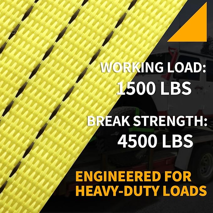 8 Pack 2" x 15' E-Track Ratchet Straps – 1500 lbs WLL / 4500 lbs Break Strength, Heavy Duty Cargo Tie Down Straps, Standard E-Track Fittings for Cargo Van, Box Truck, Trailer, Yellow