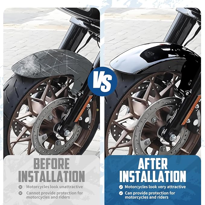 19 inch Front Fender Motorcycle Mudguard for Bagger Models Fit for Harley Touring Road King Electra Glide Street Glide Road Glide 2014-2023, Vivid Black