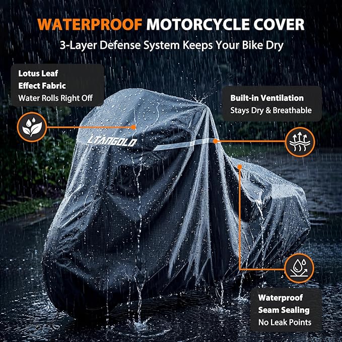 Motorcycle Cover for Harley Davidson Road Glide Street Glide Road King Electra Glide Heritage Classic and More, Waterproof Heavy Duty All Weather Outdoor Storage, Touring Bike Cover