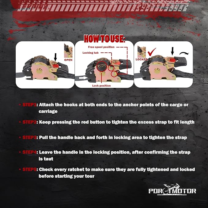 2 Pack Retractable Transom Straps (1" x6'), Stainless Steel Boat Tie Down Straps to Trailer, Salt Water Corrosion Resistant Bolt-On Ratchet Strap for Boats, Motorcycles, ATVs, UTVs,Cargo