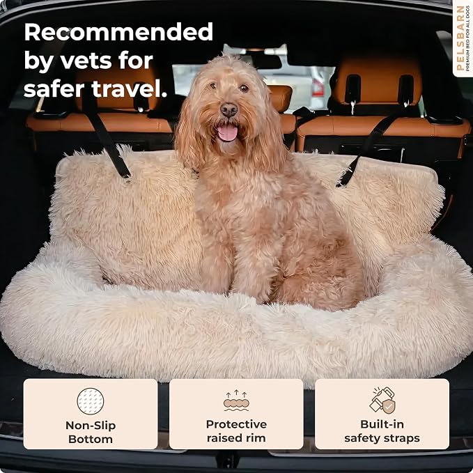 Pelsbarn Soft Comfortable Dog Protecting Car Bed 2.0 Large (Beige)
