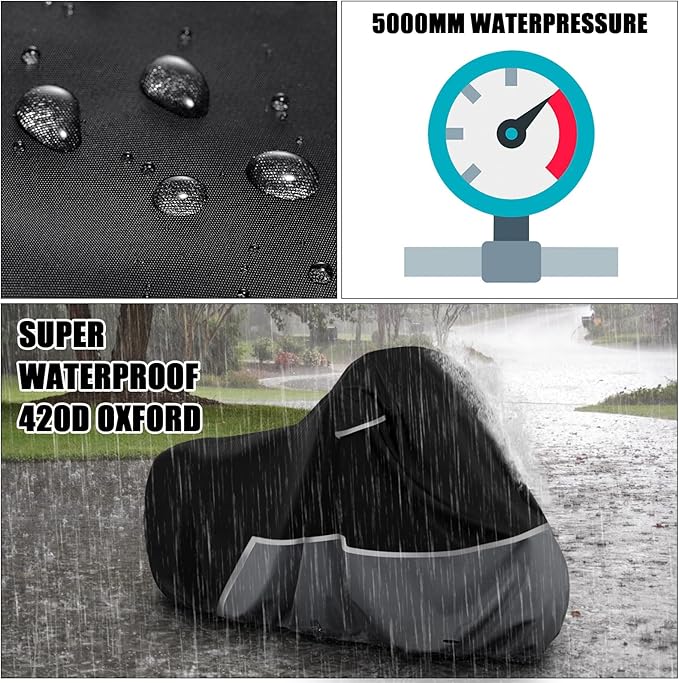 Waterproof Motorcycle Cover Replace for Harley Davidson Sport Models, 420D Oxford Cloth Nightster, Sportster Motorcycle Cover with Reflective Strips for Snow Rain Dust Hail Protection