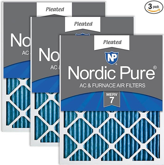 Nordic Pure 14x24x1 (Actual Size: 13 3/4 x 23 3/4 x 3/4) Pleated MERV 7 Air Filters 3 Pack