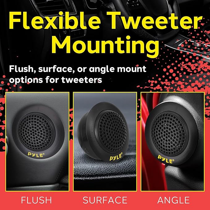 Pyle 2 Way Custom Component Speaker System - 6.5” 400 Watt, with Electroplated Plastic Basket, Butyl Rubber Surround & 40 Oz Magnet Structure - Wire Installation Hardware Set Included - PLG6C, Yellow