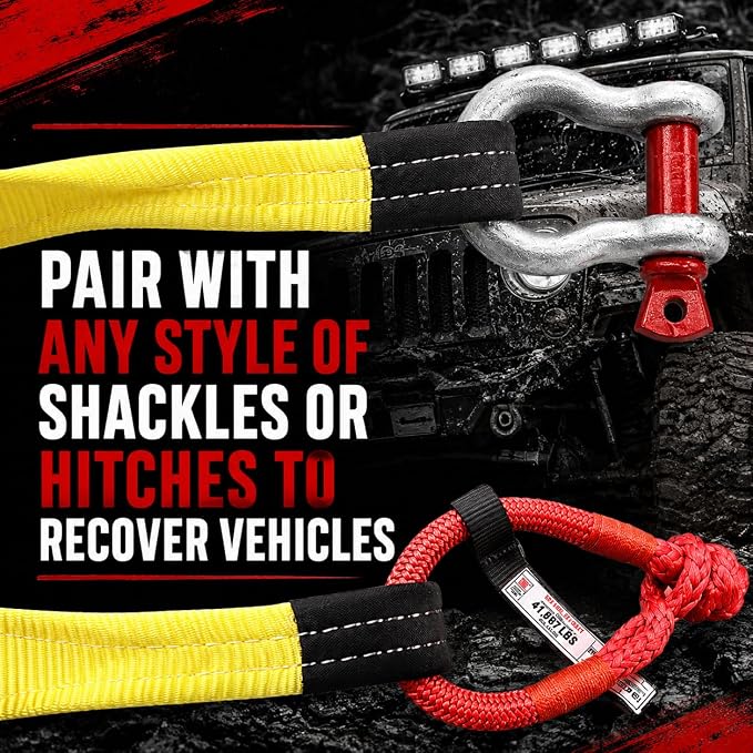 BoxerTool BXT Recovery Tow Straps 6" X 30' - 48,000LBS - Heavy Duty Reinforced Loops Emergency Off Road Towing Rope and Winch Extension - Box Truck - Commercial Vehicle - Off Road