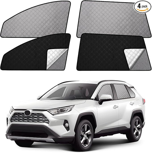 XCBYT Car Window Shades for 2019-2024 RAV4 | 2-in-1 Breathable Mesh & Blackout Side Window Covers | UV Protection & Privacy for Baby Naps, Camping & Car Rest (4 PCS)