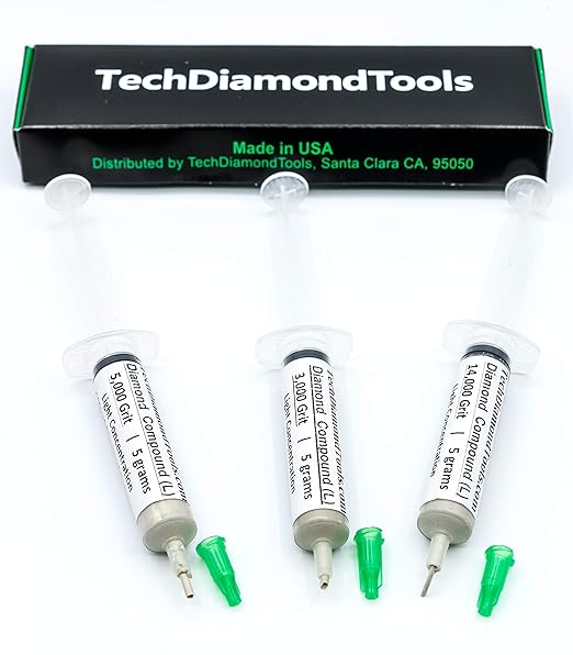 TechDiamondTools Kit of 3 Diamond Polishing Compound Polishing Paste USA Made 3000 5000 14000 Grit for Marble Glass Metal Rock Jewelry Resin Silver Gemstone with 10% of Diamond Powder