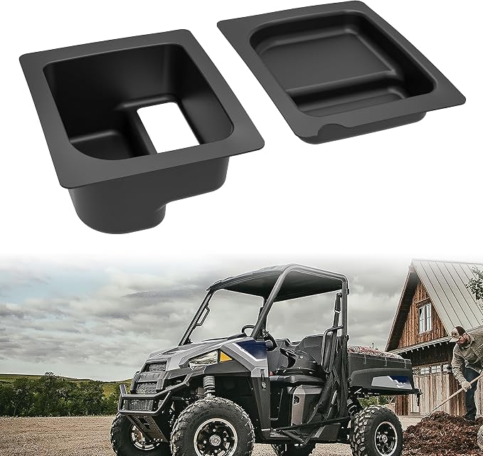 Left & Right Under Seat Storage Box for Polaris Ranger 570 Mid-Size, Underseat Storage Bin Set Organizer Tray for Polaris Ranger 500 570 Mid Size 50" Wide 2015-2021 Accessories (2PCS)