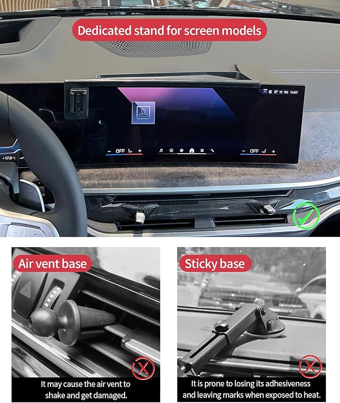 15W Wireless Fast Charger for BMW The X5/X5M X6/X6M 2024 2025 X7/X7M 2023-2026 Accessories 14.9-inch Screen Fixed Clip, Interior Decoration Mobile Phone Mount, 360° Rotation