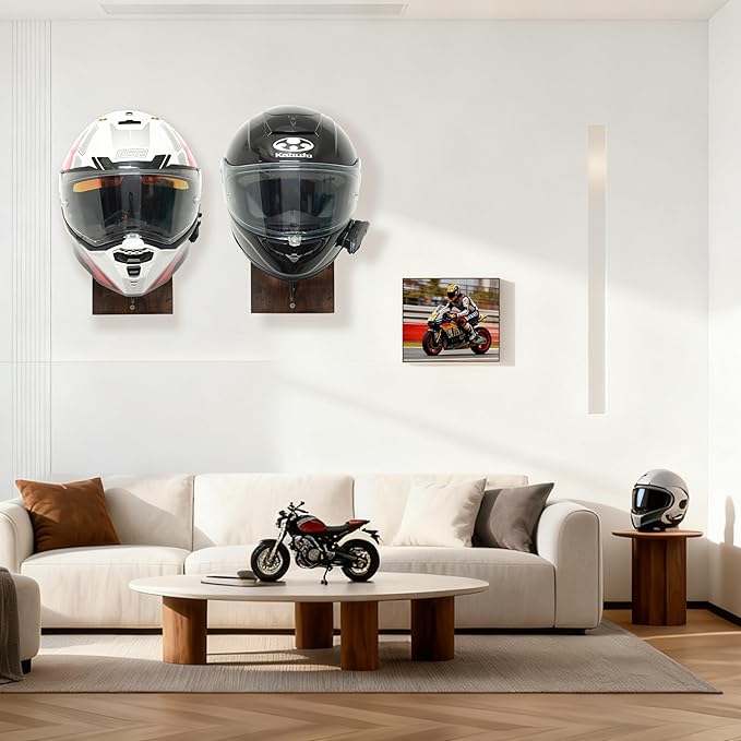 Motorcycle Helmet Holder Wall Mount, Helmet Hanger, Helmet Rack with Hook for Football Helmet, Bicycle Helmet, Hat, Cap, Sportswear and Motorcycle Accessories