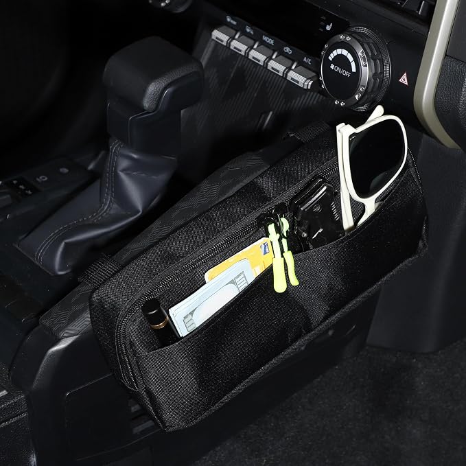 TOYCIDFG Gear Shift Side Hanging Storage Organizer Bag Compatible with Toyota Tacoma 2024 2025 2026, Car Interior Organizer Accessories