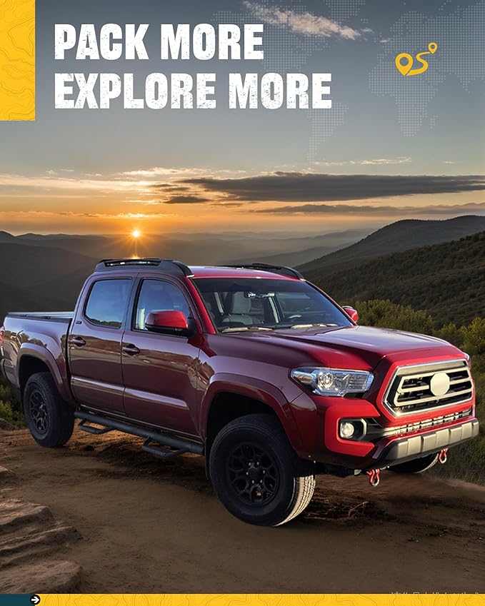 Trumgeta Roof Rack Cross Bars Kit Fit for 2005-2023 Toyota Tacoma Double Cab Only 165lbs Capacity Roof Rails Crossbar for Cargo Bike Kayak Snowboard Rooftop Accessories Cargo Carrier