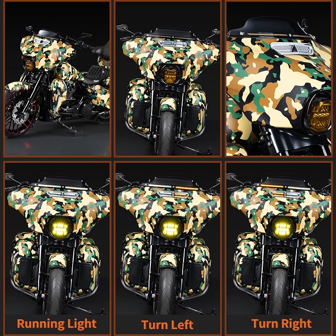 Plug & Play Vent Insert Turn Signal Light LED White Running Light And Amber Turn Signal, Compatible With Harley Touring Street Glide Ultra Limited 2014-2023, ABS Plastic (Chrome)
