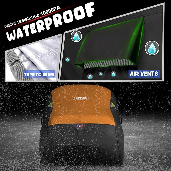600D ATV Cover Waterproof Heavy Duty Trailerable 4 Wheeler Cover Quad Cover All Season Weather Proof Outdoor UV Protection for Polaris Kawasaki Yamaha Suzuki Can-Am Black/Orange-S