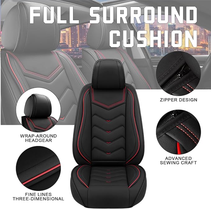 CTDS Car Seat Covers for Chevy Equinox 2005-2026, Stylish Sport Seat Cover, Premium Nappa Leather Car Seat Cover. Automobile Seat Covers Sets.(Standard 2 Seats/Black)