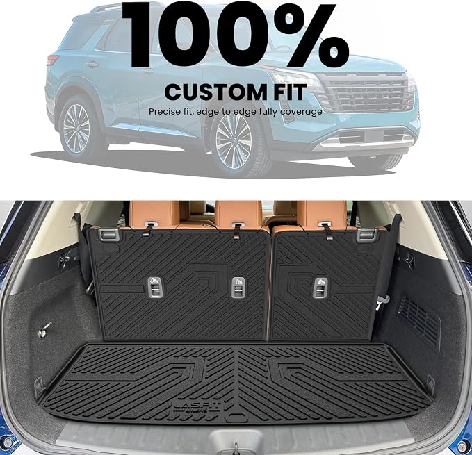 LASFIT Cargo Mat & Backrest Mats for Nissan Pathfinder 2026 2025 2024 2023 2022, All Weather TPE Custom Fit Cargo Liner Trunk Mats & Seatback Mats Accessories, Black