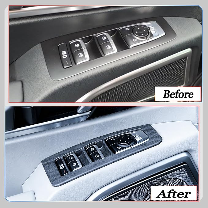 Window control panel cover,For Kia Telluride 2020 2021 2022 2023 2024 2025 2026, power windows trim - gray wood grain Accessories(For SX, SX-Prestige X-Line, SX-Prestige X-Pro, SX-Prestige, X-Line)