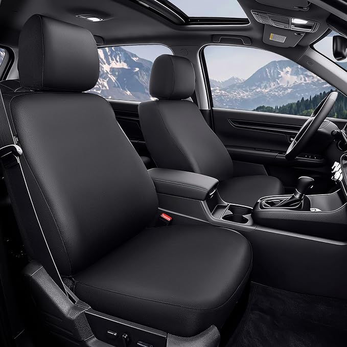 for Honda Front Seat Covers Faux Leather Car Seat Covers for CR-V Civic Accord HR-V Odyssey（Black）